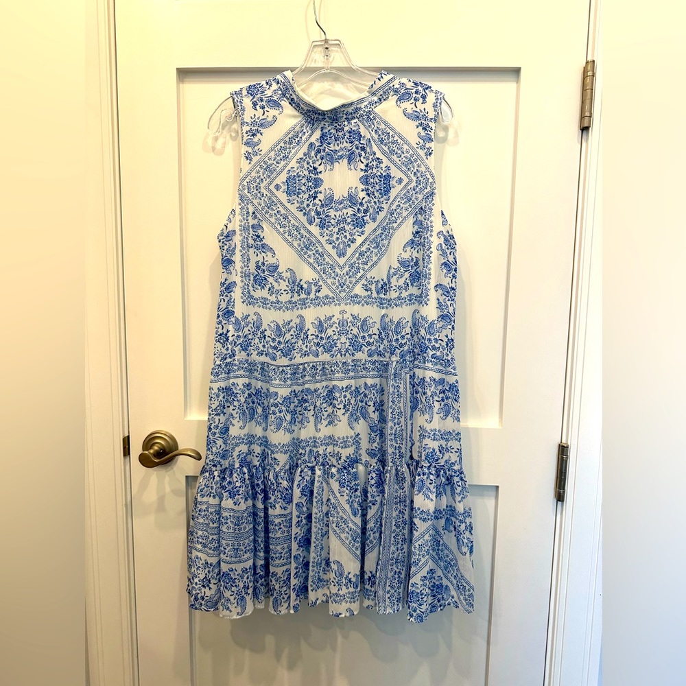 Blue/White Calvin Klein Drop Waist Dress L NWOT